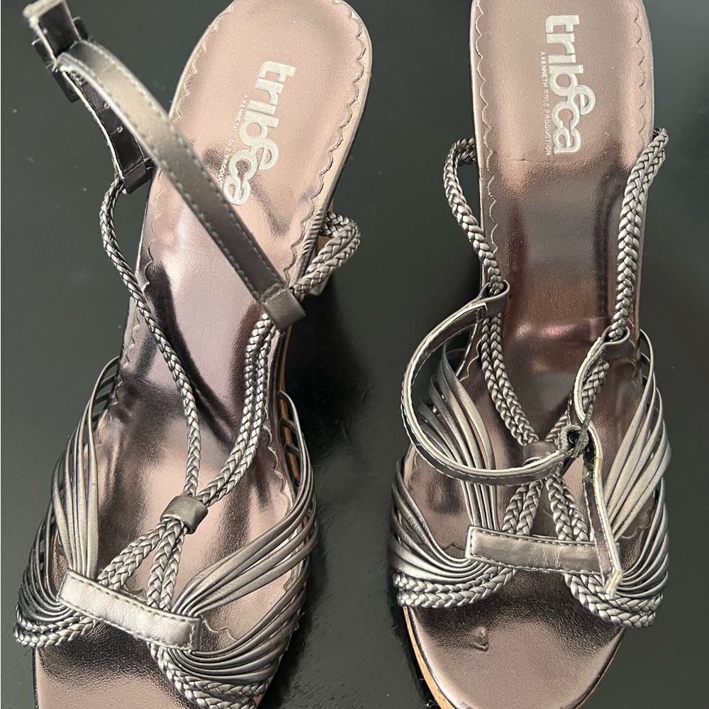 Tribeca by Kenneth Cole Silver Strappy Sandals